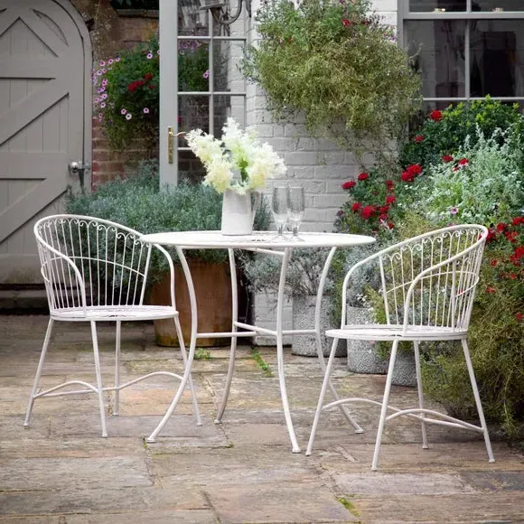 2-Seater Bistro Set with Curved Backs - White, Metal image