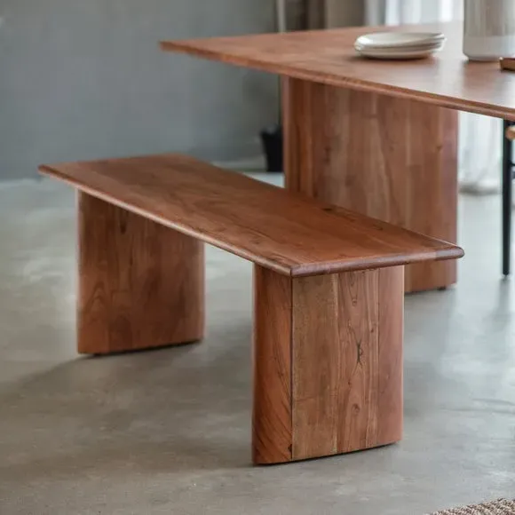 2-Seater Dining Bench - Dark Wood, Acacia image