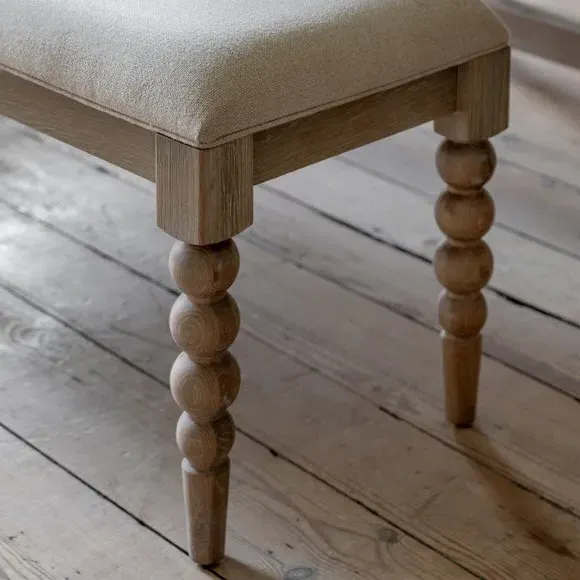 2-Seater Dining Bench with Bobbin Detail - Oak