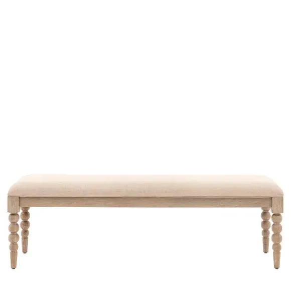 2-Seater Dining Bench with Bobbin Detail - Oak