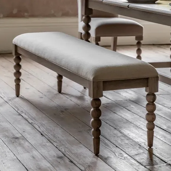 2-Seater Dining Bench with Bobbin Detail - Oak image