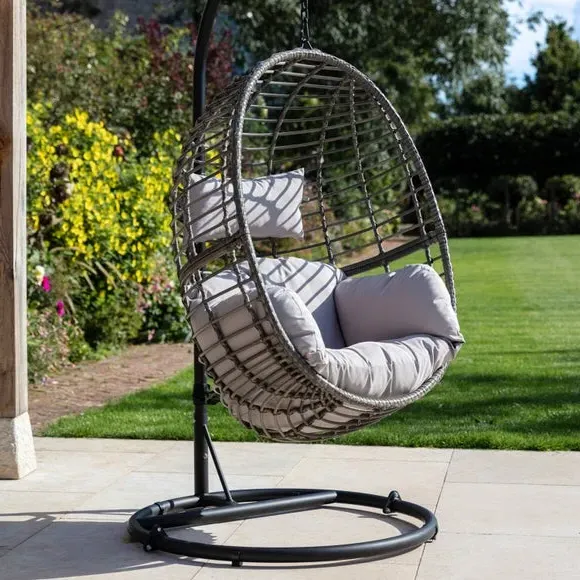 2-Seater Hanging Chair - Grey, Rattan