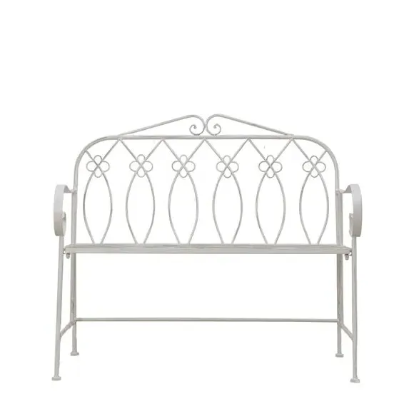 2-Seater Outdoor Bench - White, Metal