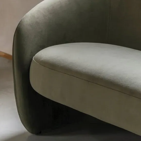 2-Seater Sofa with Curved Design - Green, Fabric