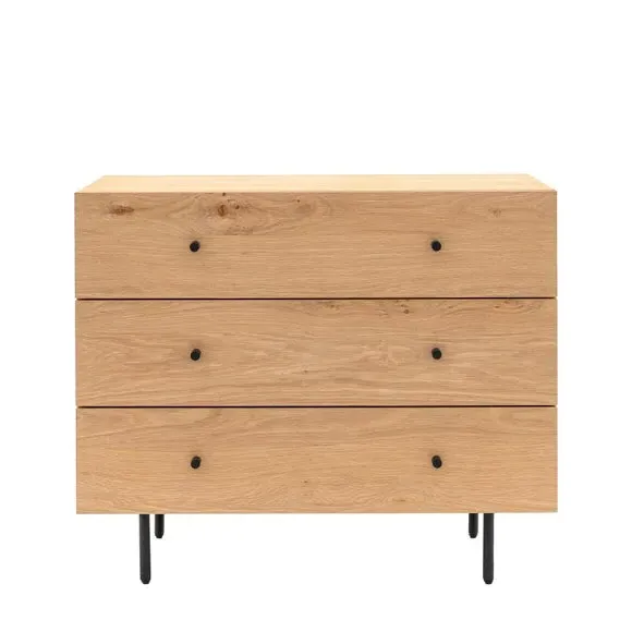 3-Drawer Chest - Natural, Oak Veneer