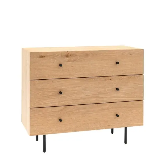 3-Drawer Chest - Natural, Oak Veneer