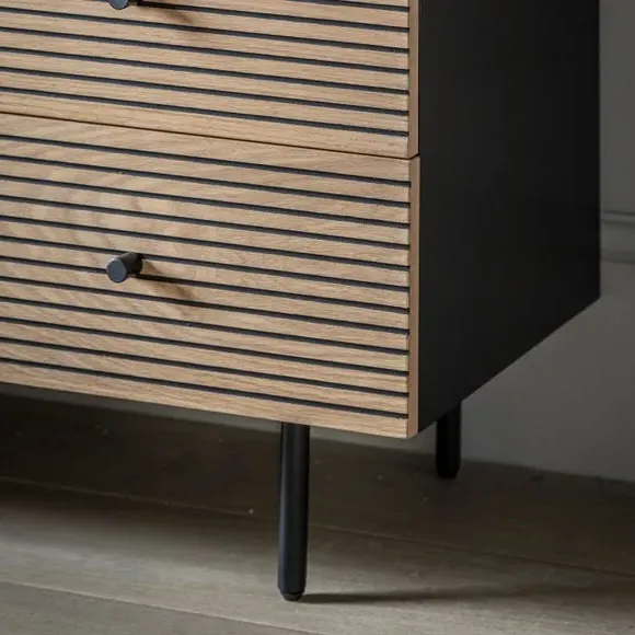 3-Drawer Chest with Metal Frame - Natural Oak