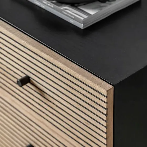 3-Drawer Chest with Metal Frame - Natural Oak