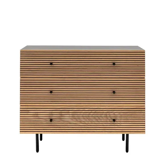 3-Drawer Chest with Metal Frame - Natural Oak