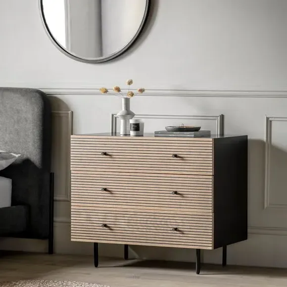 3-Drawer Chest with Metal Frame - Natural Oak image
