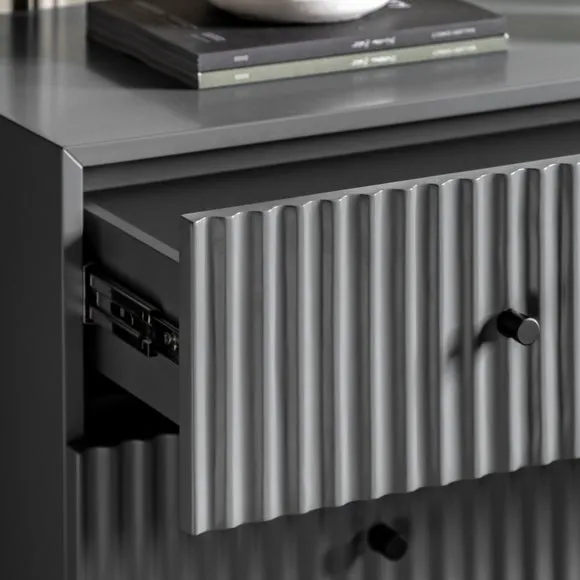 3-Drawer Chest with Scallop Design - Grey