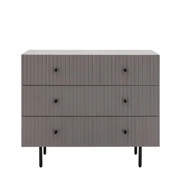 3-Drawer Chest with Scallop Design - Grey