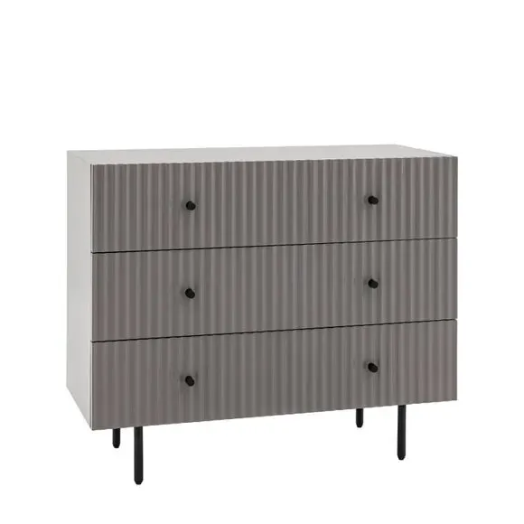 3-Drawer Chest with Scallop Design - Grey