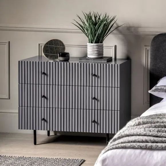 3-Drawer Chest with Scallop Design - Grey image