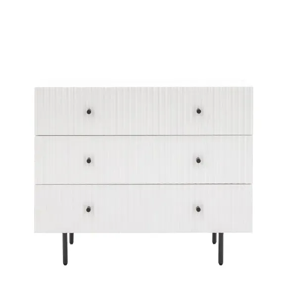 3-Drawer Chest with Scalloped Design - White