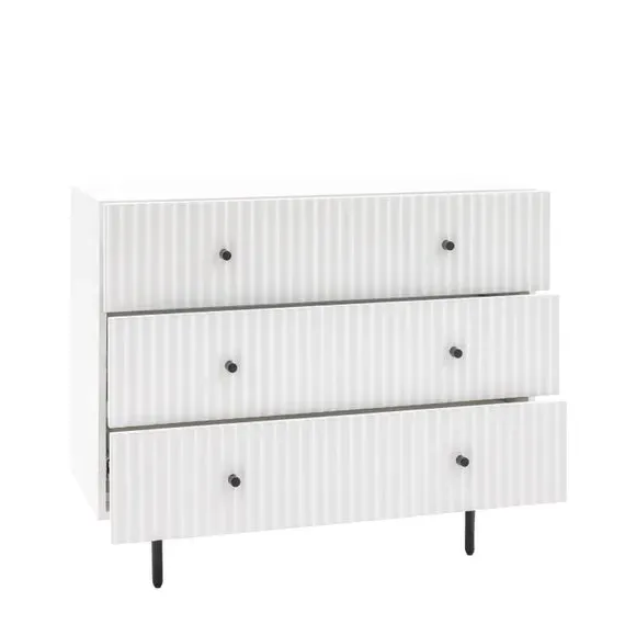 3-Drawer Chest with Scalloped Design - White