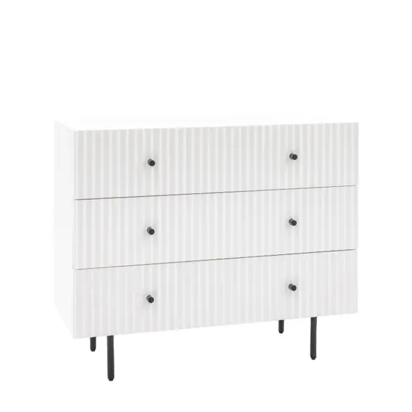 3-Drawer Chest with Scalloped Design - White