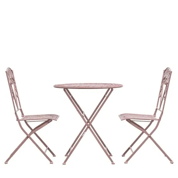 3-Piece Bistro Set Foldable - Pink, Metal