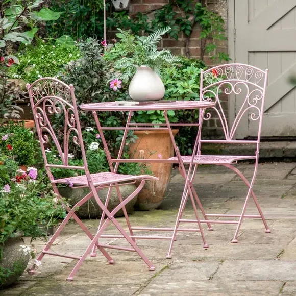 3-Piece Bistro Set Foldable - Pink, Metal image