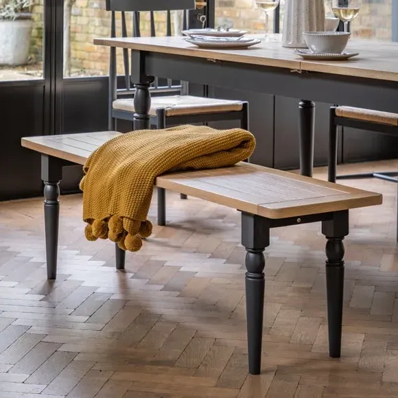 3-Seater Dining Bench - Charcoal, Oak image