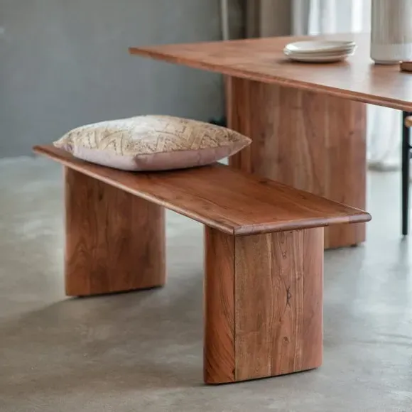3-Seater Dining Bench - Dark Wood, Acacia image