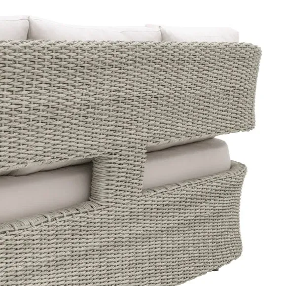 3-Seater Outdoor Sofa with Cushions - Natural Rattan