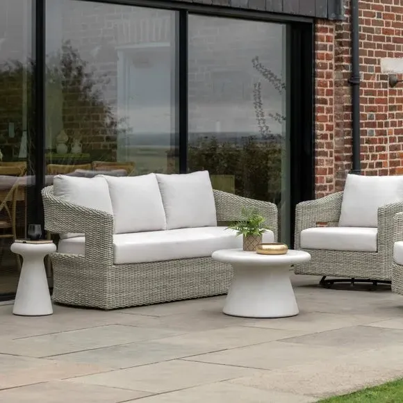 3-Seater Outdoor Sofa with Cushions - Natural Rattan image