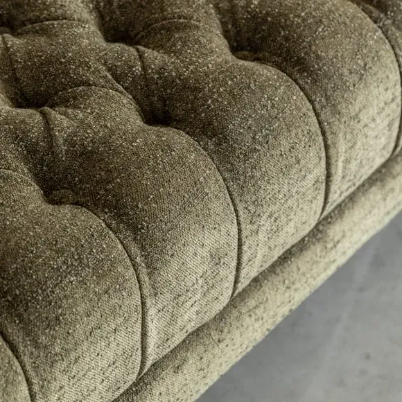 3-Seater Sofa with Button Detail - Green, Fabric