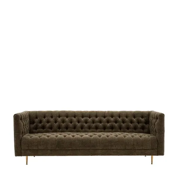3-Seater Sofa with Button Detail - Green, Fabric