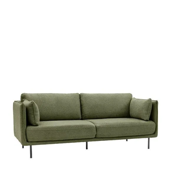 3-Seater Sofa with Metal Legs - Green, Boucle