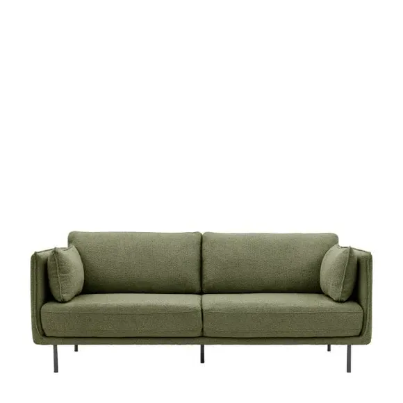 3-Seater Sofa with Metal Legs - Green, Boucle image