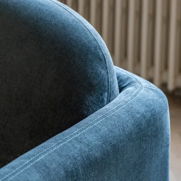 3-Seater Sofa with Pine Legs - Blue, Fabric