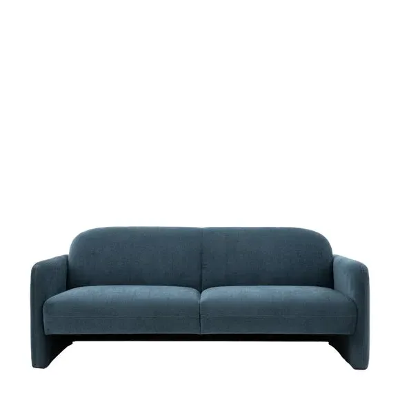 3-Seater Sofa with Pine Legs - Blue, Fabric