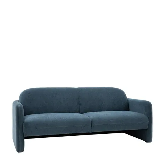 3-Seater Sofa with Pine Legs - Blue, Fabric
