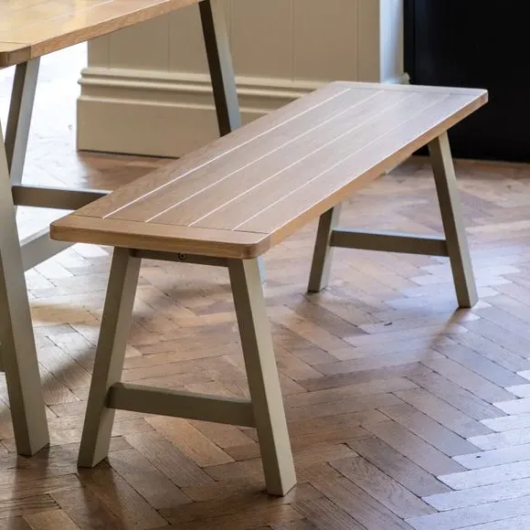 3-Seater Trestle Dining Bench - Taupe, Oak