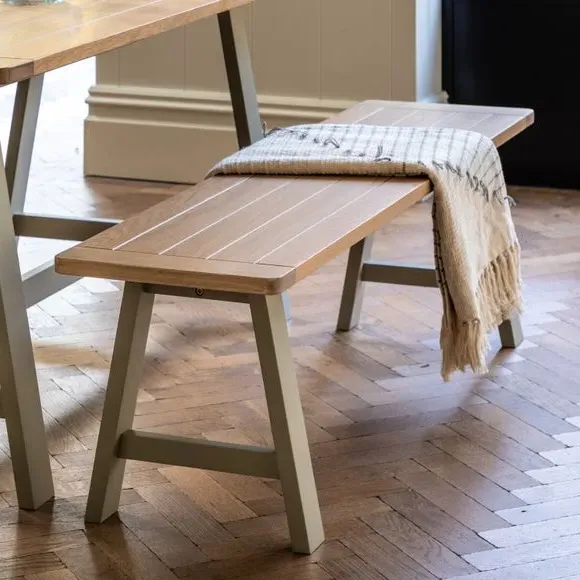 3-Seater Trestle Dining Bench - Taupe, Oak