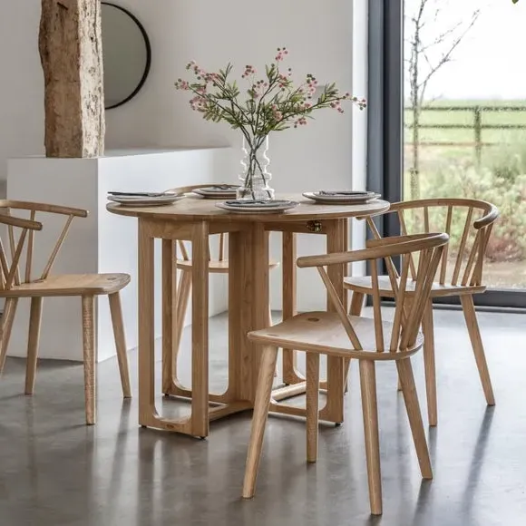 4-6 Seater Folding Dining Table - Light Wood, Oak