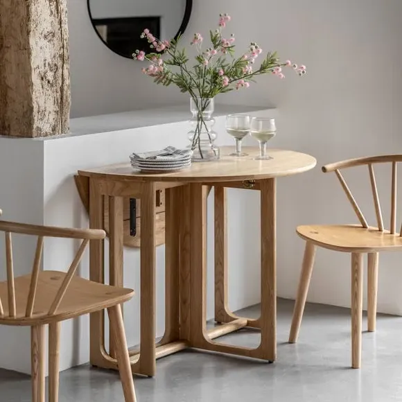 4-6 Seater Folding Dining Table - Light Wood, Oak image