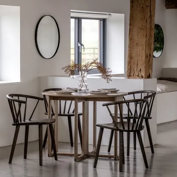 4-6 Seater Folding Dining Table - Smoked, Oak