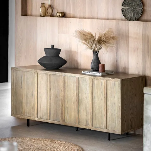 4-Door Sideboard with Panels - Natural, Oak image