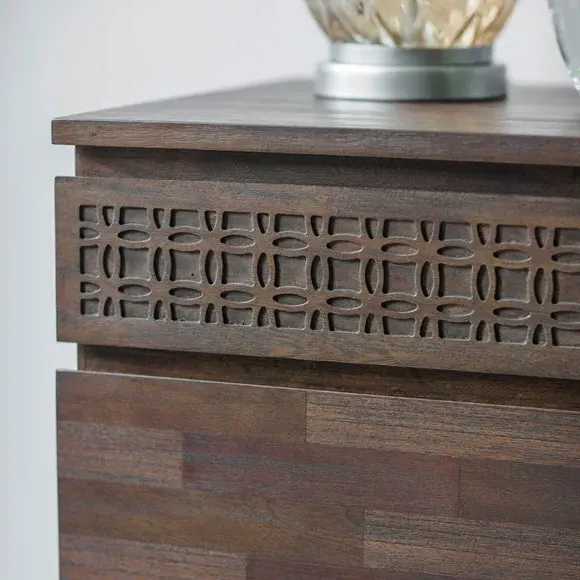 4-Drawer Chest with Inlaid Pattern - Brown, Mango