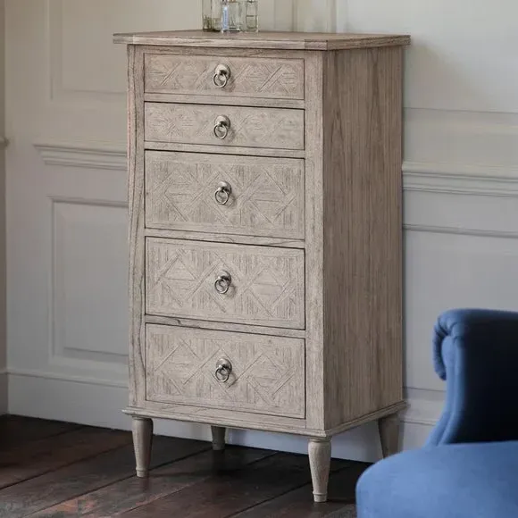 4-Drawer Vanity Chest with Mirror - Natural, Wood image