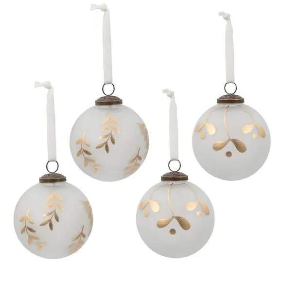 4-Pack Christmas Baubles - White, Matte Finish image