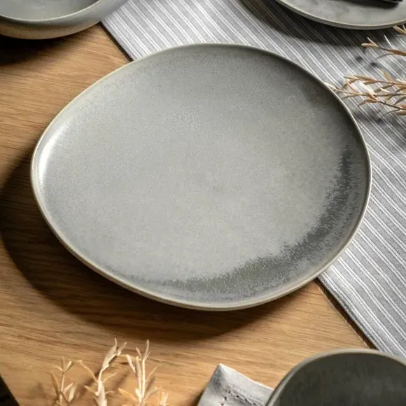 4-Pack Dinner Plates Pebble Glaze - Grey, Ceramic image