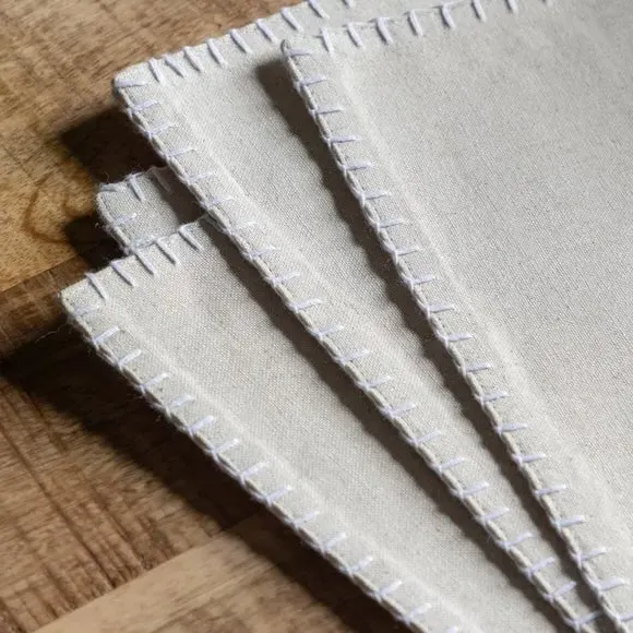 4-Pack Linen Effect Placemats - Cream