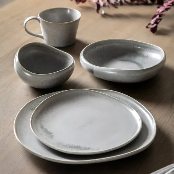 4-Pack Pasta Bowls - Grey, Ceramic