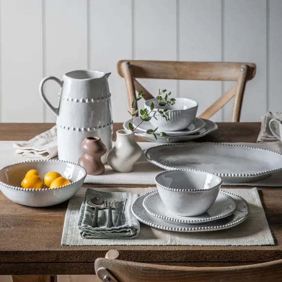 4-Pack Pasta Bowls with Beaded Rim - White