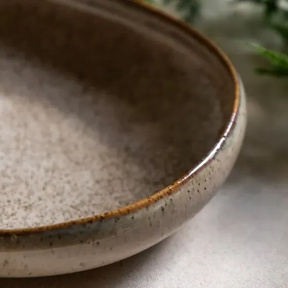 4-Pack Pasta Bowls with Speckle Glaze - Oatmeal