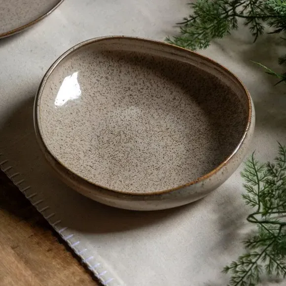 4-Pack Pasta Bowls with Speckle Glaze - Oatmeal image