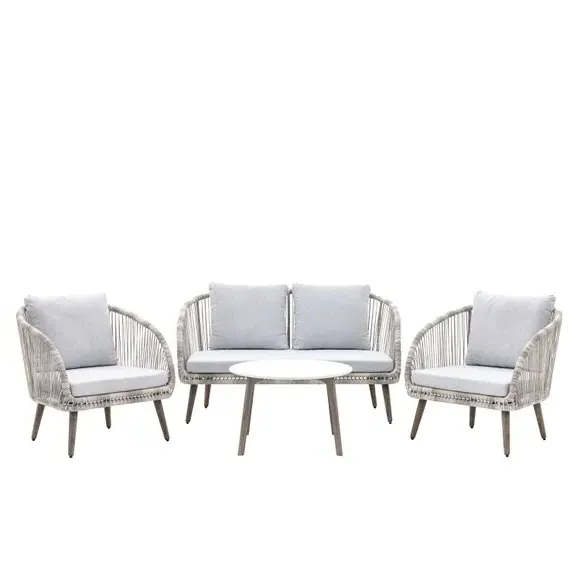 4-Piece Lounge Set with Coffee Table - Natural